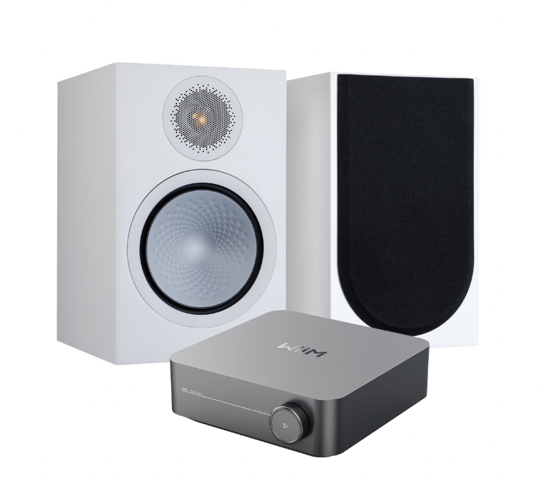 WiiM Streaming Amplifier bundle with Monitor Audio Silver 100 7G speakers