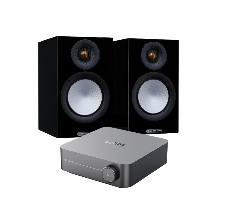 WiiM Streaming Amplifier bundle with Monitor Audio Silver 50 7G speakers