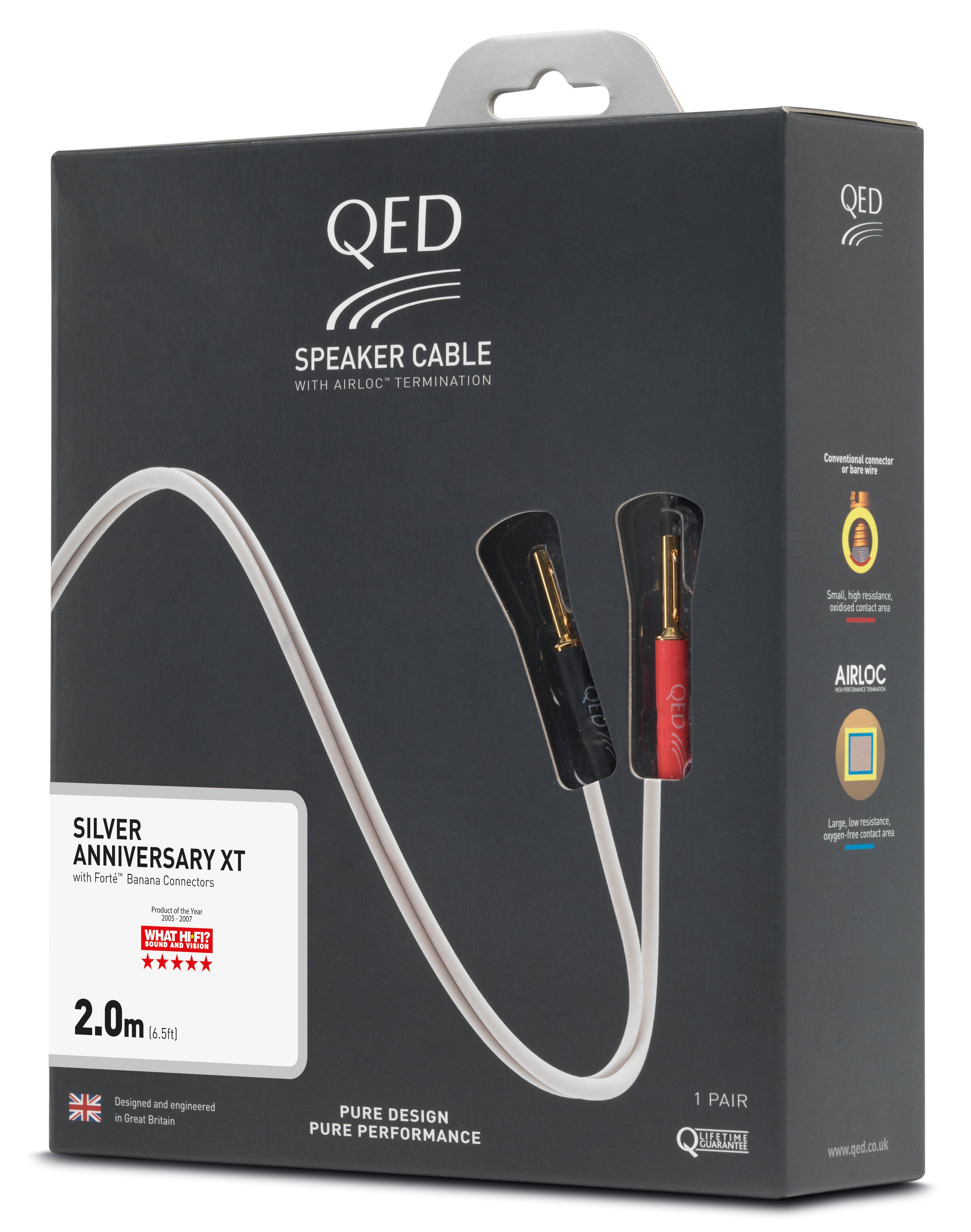 QED Pre-Terminated Silver Anniversary XT Speaker Cable Pair 2m - Yorkshire AV LTD